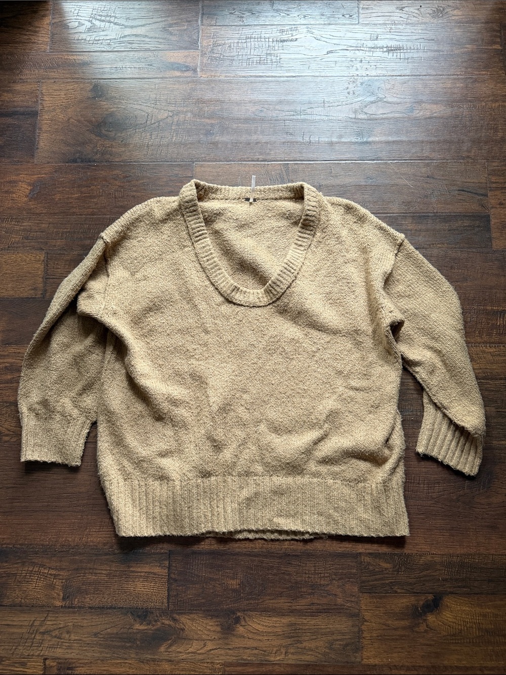 Free People Casual Scoop Neck Sweater in Camel/Tan